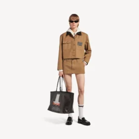 Mini-jupe en coton pour femme, couleur beige