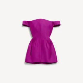 Mini-robe à épaules dénudées pour femme, couleur violette