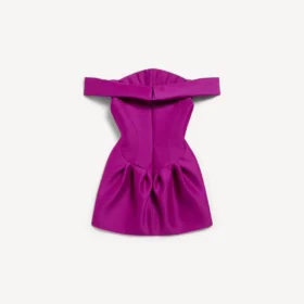 Mini-robe à épaules dénudées pour femme, couleur violette