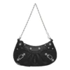 Mini-sac Le Cagole avec chaîne, motif crocodile gaufré « Noir » 69581423EJY1000