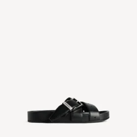 Mules à ceintures pour homme, noires