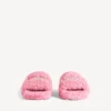 Mules ouvertes en fourrure pour femme, rose tendre