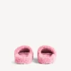 Mules ouvertes en fourrure pour femme, rose tendre