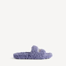 Mules ouvertes à fourrure pour femme, coloris hortensia/cristal/rouge Mules ouvertes à fourrure pour femme, coloris hortensia/cristal/rouge