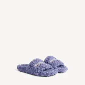 Mules ouvertes à fourrure pour femme, coloris hortensia/cristal/rouge Mules ouvertes à fourrure pour femme, coloris hortensia/cristal/rouge