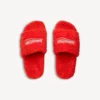 Mules ouvertes pour homme en fourrure, couleur orange vif/blanc/rouge Mules ouvertes pour homme en fourrure, couleur orange vif/blanc/rouge