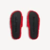Mules ouvertes pour homme en fourrure, couleur orange vif/blanc/rouge Mules ouvertes pour homme en fourrure, couleur orange vif/blanc/rouge