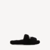 Mules ouvertes en fourrure pour femme, noires