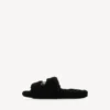 Mules ouvertes en fourrure pour femme, noires