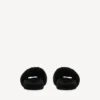 Mules ouvertes en fourrure pour femme, noires