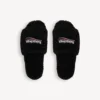 Mules ouvertes en fourrure pour femme, noires