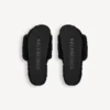 Mules ouvertes en fourrure pour femme, noires