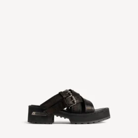 Mules ouvertes Venom pour femme, couleur marron