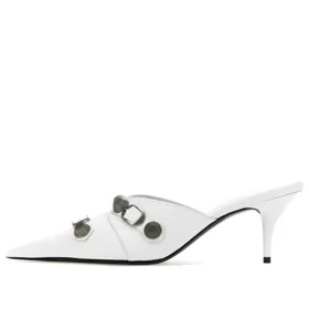 Mules à talons Cagole « White Lambskin » 714253WAD4E9081
