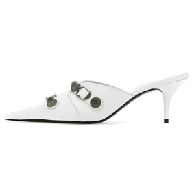 Mules à talons Cagole « White Lambskin » 714253WAD4E9081