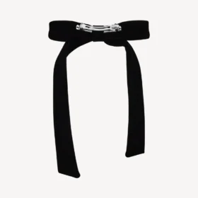 Noeud pour accessoires cheveux Holli pour femme, noir/argent brillant