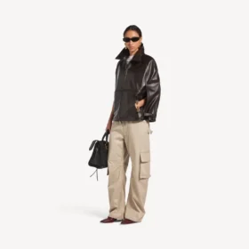 Pantalon cargo décontracté pour femme, couleur beige