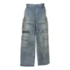Pantalon cargo en denim 2-en-1 à fermeture éclair 24SS « Blue » 773759TPW534868