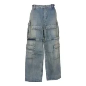 Pantalon cargo en denim 2-en-1 à fermeture éclair 24SS « Blue » 773759TPW534868