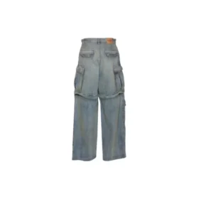 Pantalon cargo en denim 2-en-1 à fermeture éclair 24SS « Blue » 773759TPW534868