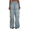Pantalon cargo en denim 2-en-1 à fermeture éclair 24SS « Blue » 773759TPW534868