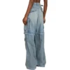 Pantalon cargo en denim 2-en-1 à fermeture éclair 24SS « Blue » 773759TPW534868