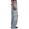 Pantalon cargo en denim 2-en-1 à fermeture éclair 24SS « Blue » 773759TPW534868