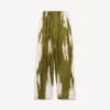 Pantalon de pyjama pour femme en twill de soie imprimé « brush scratch » couleur kaki Pantalon de pyjama pour femme en twill de soie imprimé « brush scratch » couleur kaki