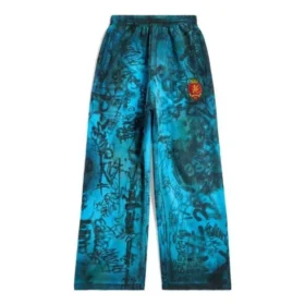 Pantalon de survêtement ample Skater Graffiti « Blue Sky » 740028TOVA84900