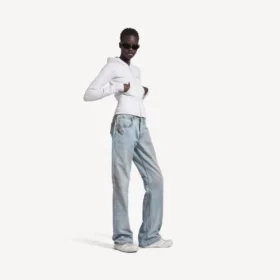 Pantalon droit de ville pour femme, bleu clair