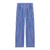 Pantalon large en popeline de coton rayé « Blue » 583438TJM214800