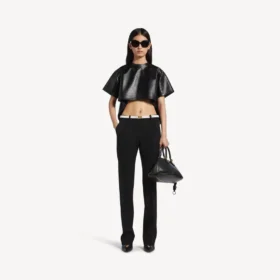 Pantalon slim ajusté pour femme, noir