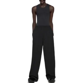 Pantalon à taille élastique et coupe droite « Black » 743903TNT391000