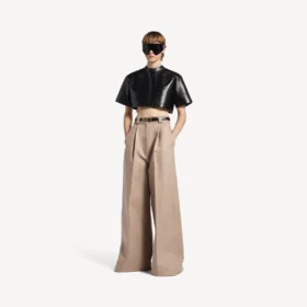 Pantalons taille haute pour femme, couleur dune