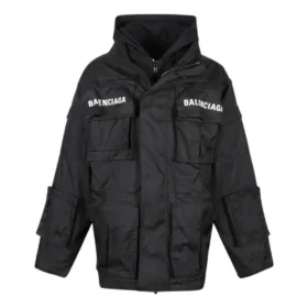 Parka oversize en tissu technique avec empiècement en jersey « Noir » 746450TOO321000