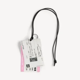 Pendentif/porte-clés pour homme « billet de train » en blanc/noir/rose