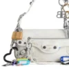 Petit sac bandoulière Le Cagole, effet usé avec breloques « Blanc » 7716402AA7A9000