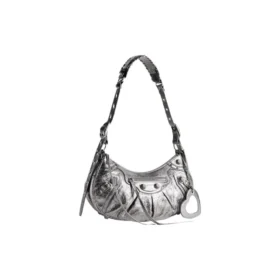 Petit sac à bandoulière Le Cagole métallisé « Silver » 6713070GT3Y8103