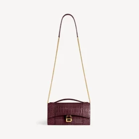 Pochette pour femme en forme d&rsquo;Hourglass avec chaîne, couleur bordeaux foncé