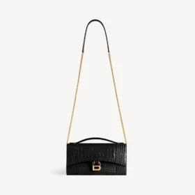 Pochette pour femme en forme d&rsquo;Hourglass avec chaîne, couleur noire