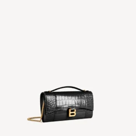 Pochette pour femme en forme d&rsquo;Hourglass avec chaîne, couleur noire