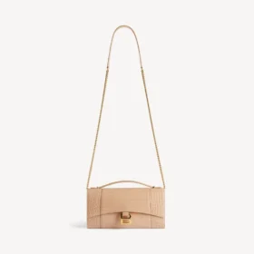 Pochette pour femme en forme d&rsquo;Hourglass avec chaîne, couleur nude