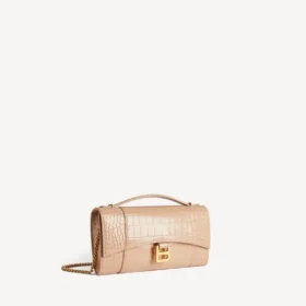 Pochette pour femme en forme d&rsquo;Hourglass avec chaîne, couleur nude