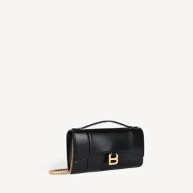 Pochette pour femme en forme d&rsquo;Hourglass avec chaîne, en noir