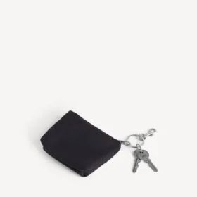 Pochette zippée pour homme avec breloque, noire