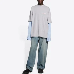 Political Campaign T-shirt superposé « Gris » 671401TKVJ11379