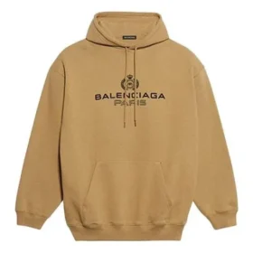 Polo Balenciaga pour homme « Paris Laurel » en polaire imprimée, kaki 570811TIV259605