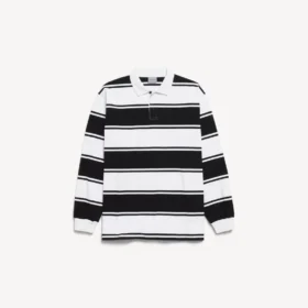 Polos à manches longues pour homme noir/blanc