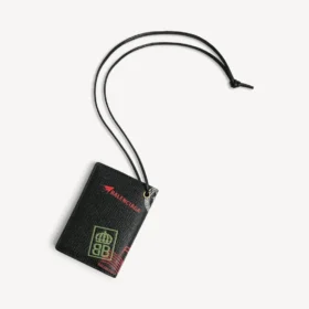 Porte-carte passeport pour homme avec breloque, noir/multicolore