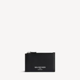 Porte-cartes et porte-monnaie long pour homme, noir